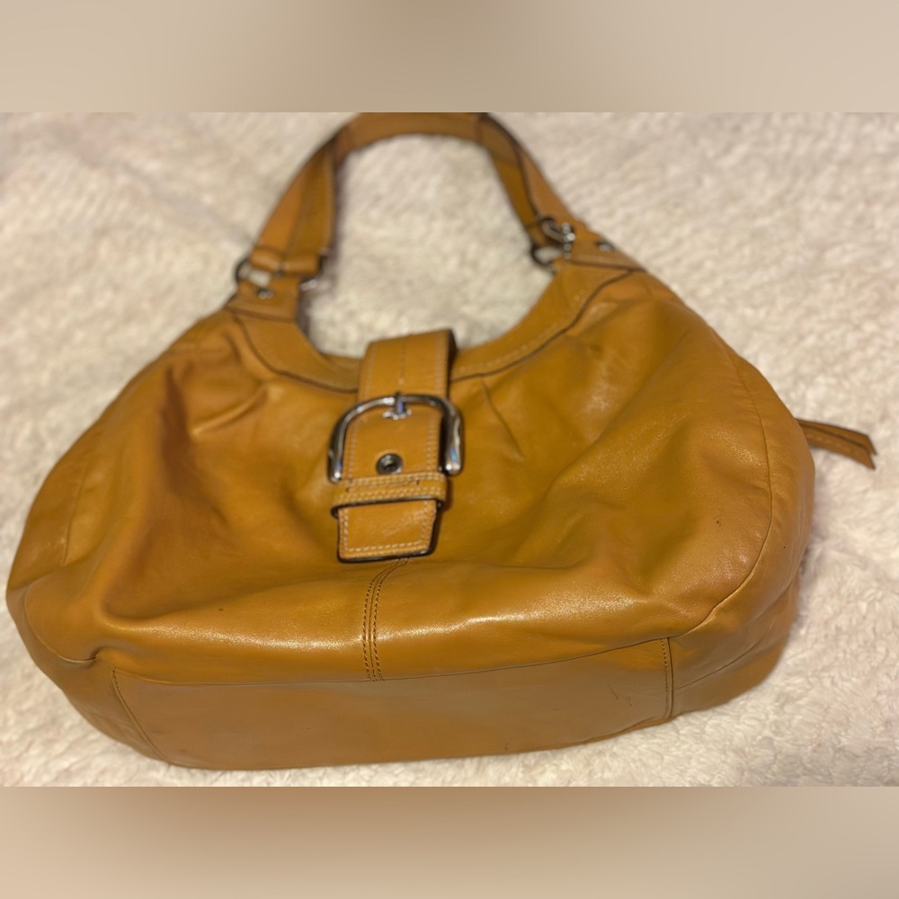 Elegant Tan Coach Leather Women's Bag